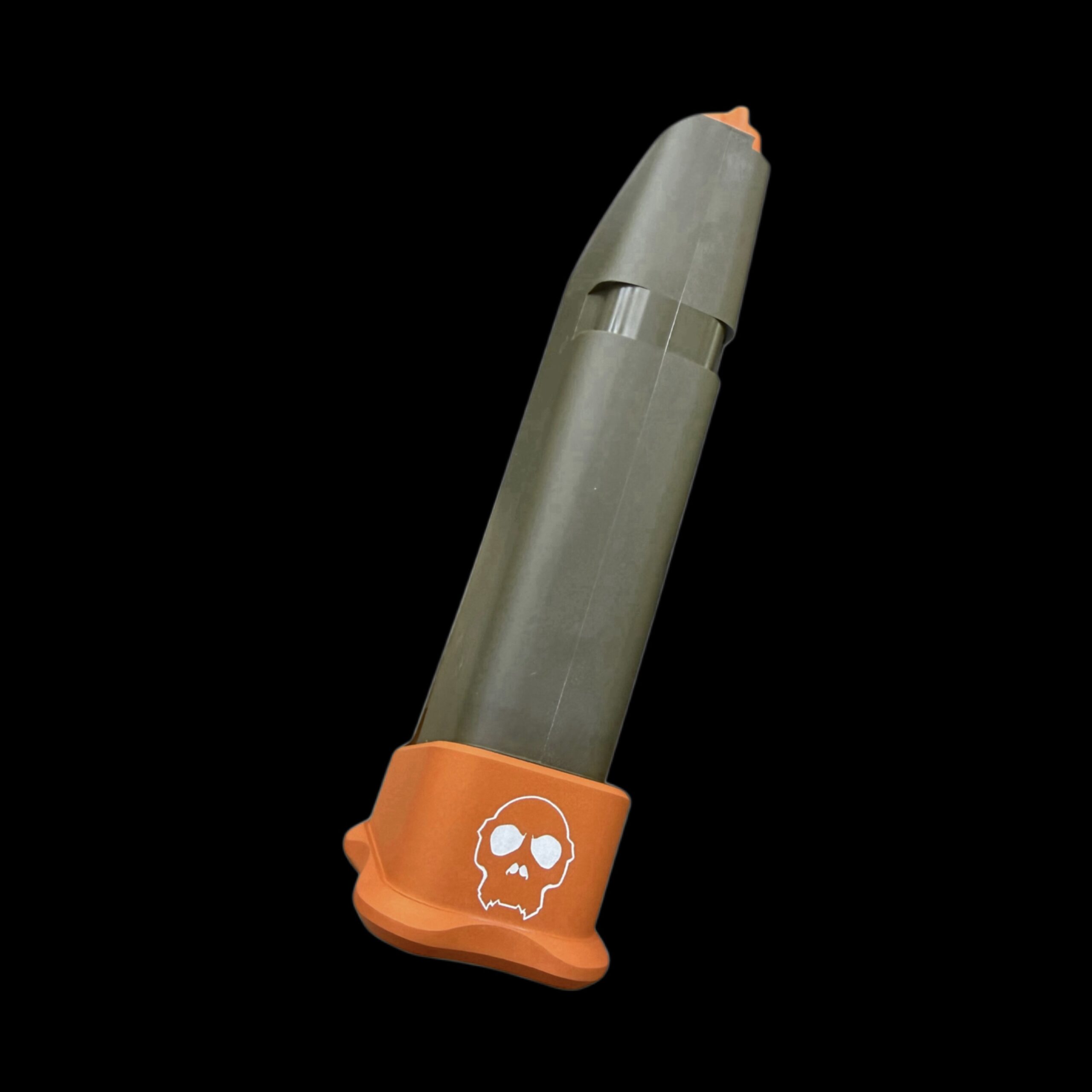 APE LIMITED GLOCK OEM OD GREEN G19 MAG WITH METALLIC ORANGE PLUS 2