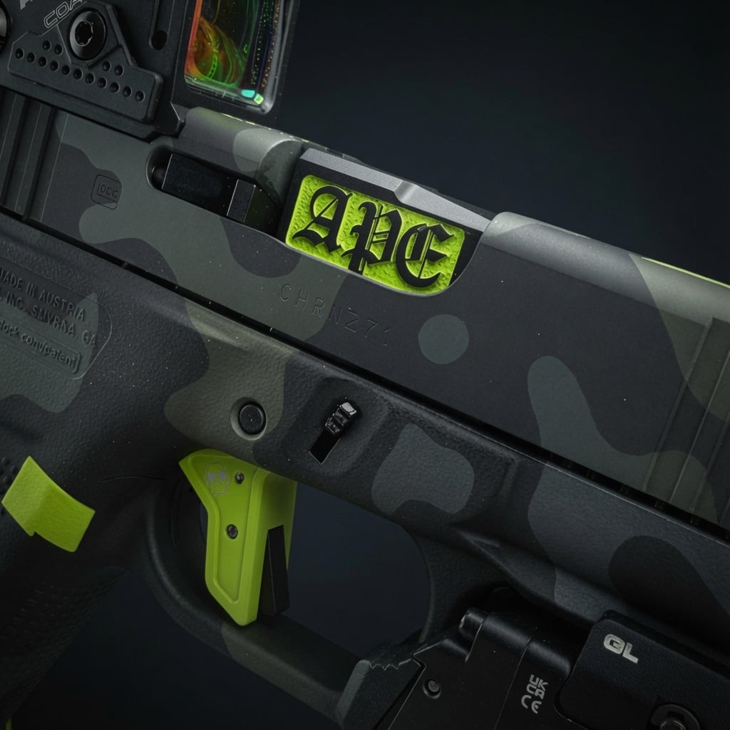 APE CUSTOM PORTED GLOCK G43X COA / MULTICAM BLACK / NEON - Image 2