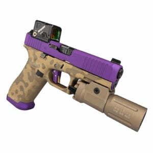 APE CUSTOM G45 V WITH AIMPOINT COA / FDE CAMO & METALLIC PURPLE