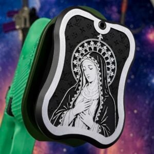 APE CUSTOM DEEP ENGRAVED "HOLY MARY"  G17 / G45 / G19X MAG +2 EXTENSION